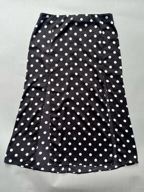 H&M Black Midi Skirt with White Polka Dots